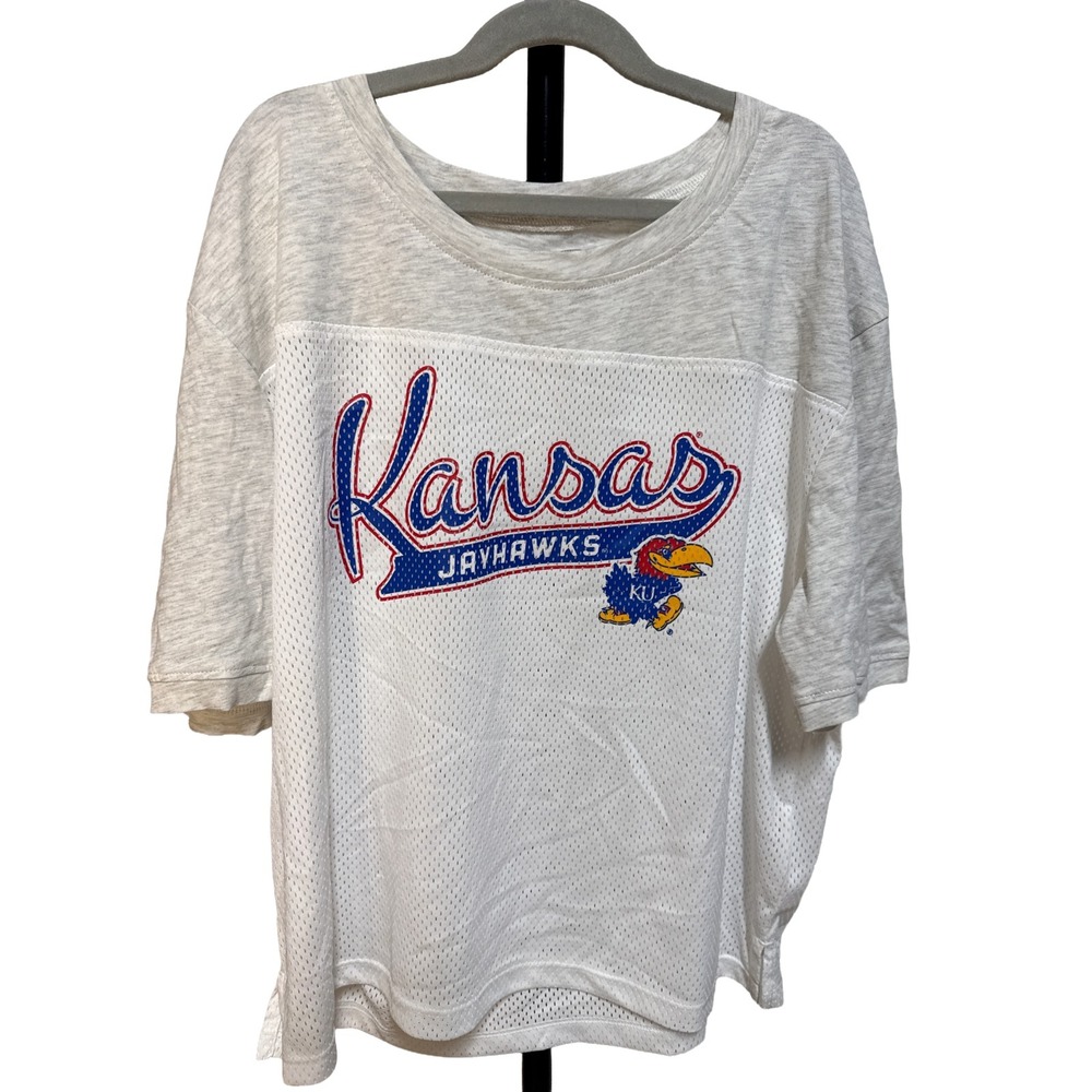 Gameday Couture Kansas Jayhawks Mesh Jersey White Oversized Sz Medium Womens NWT